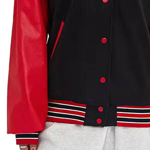 Veste universitaire de baseball en cuir sur mesure avec manches en cuir, broderie chenille pour homme, vestes d'hiver décontractées tissées - Product Image 5