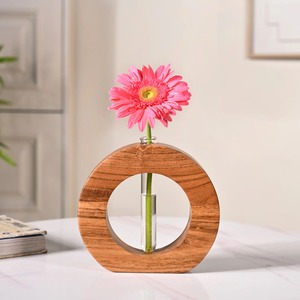Wide Mouth Wooden <b>Table</b> Vase Open <b>Top</b> <b>Decorative</b> Flower Vase for Living Room Dining <b>Table</b> Home <b>Decor</b> and Gifting Use - Product Image 4