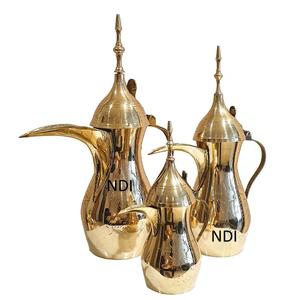 Juego de tres Dallahs de acero inoxidable de última tendencia con acabado en cobre, en diferentes tamaños, con tapa, para el hogar, hoteles y restaurantes. - Product Image 1