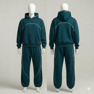 Survêtement unisexe à capuche imprimé couleur moutarde, longueur intégrale, en coton uni, décontracté, avec cordon de serrage et poches latérales, idéal pour l'été - Product Image 3