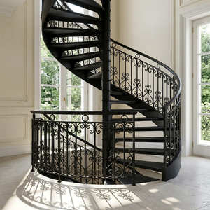 Barandilla de Escalera en Espiral de Hierro Fundido Tradicional, Montada en el Suelo, Resistente al Óxido, para Balcón de Hotel, Escalera Decorativa - Product Image 6