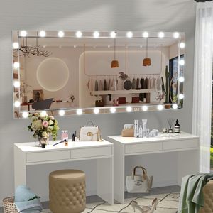 Cho Hollywood Thêm lớn 72x36 inch Bạc Vanity gương LED đầy đủ cơ thể Đèn 3 màu dọc ngang treo gương - Product Image 1