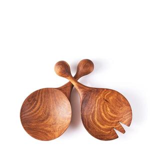 Ensemble de 2 ustensiles en bois d'acacia pour servir la salade, design moderne, à prix raisonnable. - Product Image 5
