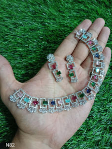 Classic American Diamond Bridal Jewelry Set Two-Piece <b>Necklace</b> <b>and</b> <b>Earrings</b> for Wedding Fashionable Classic Style - Product Image 4