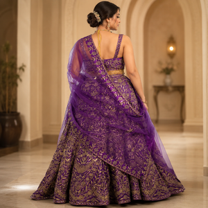 Luxury Purple Designer Bridal Lehenga Choli with Embroidered Dupatta Premium Wedding Reception Party Wear Ethnic Dress for Women - Product Image 3