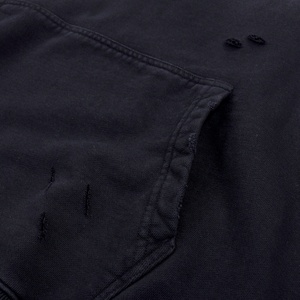 เสื้อฮู้ดดี้สไตล์สตรีทแวร์แบบเรียบ ดีไซน์เองได้ ล้างสีแบบ Stone Washed ให้ดูวินเทจและขาดๆ แบบดิสเทรส รุ่นปี 2026 - Product Image 2