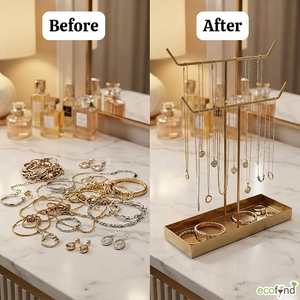 2-Tier Metal Jewelry Organizer <b>Stand</b> with 2 <b>Hangers</b>,Holder for Earrings, Necklaces, Bracelets & Rings, Jewelry <b>Stand</b> - Product Image 5