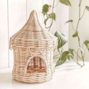 Maison de jeu pour enfants en rotin naturel artisanal, tente de jeu en osier pour enfants pour jeux d'imitation en intérieur, décoration de chambre d'enfant et de crèche - Product Image 2
