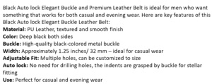 Ceinture en cuir véritable élégante à boucle automatique noire pour homme, ceinture en cuir de qualité supérieure, élégante et durable, parfaite pour les occasions formelles et décontractées - Product Image 5