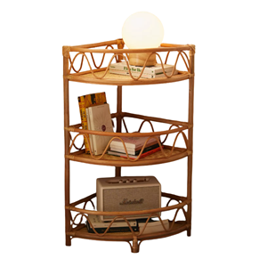 Vietnam Wholesale Rattan <b>Corner</b> Shelf Handmade Eco-Friendly Wicker Bookcase Display <b>Cabinet</b> for Living Room Bedroom Decor - Product Image 4