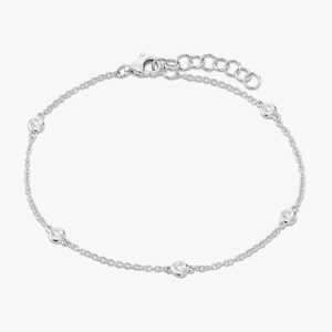 Bezel Set Lab Grown Diamond Chain Station <b>Bracelet</b> Custom 10kt 14K 18K <b>Solid</b> Gold Dainty 7inch Layering <b>Bracelets</b> Factory Price - Product Image 5