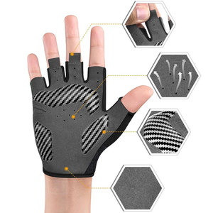 Gants de cyclisme demi-doigts thermiques respirants en coton/élasthanne robustes et écologiques, compatibles écran tactile, pour toutes les saisons, vente en gros sur mesure - Product Image 2