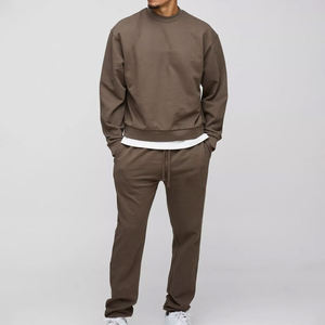 Wholesale <b>Men's</b> Oversized 100% Cotton Fleece Pullover Tracksuit For <b>Men</b> Custom High Quality Drop Shoulder Casual <b>Men</b> Tracksuit - Product Image 2