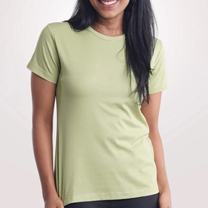 T-shirts d'été en soie glacée pour femmes, personnalisables avec logo, respirants et rafraîchissants, vente en gros, hauts décontractés à manches courtes pour femmes, OEM - Product Image 1