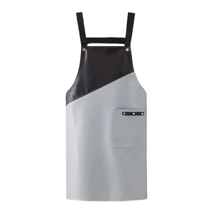 Tablier en PU gris et noir, résistant à l'eau, style simple avec poche pour la cuisine et l'usage quotidien - Product Image 3