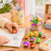 Set Penghapus Buah Lucu Mini Kawaii Promosi 2-3cm Mainan Alat Tulis Bertema Makanan Kreatif untuk Anak Hadiah Sekolah Pesta HauHwa 80g