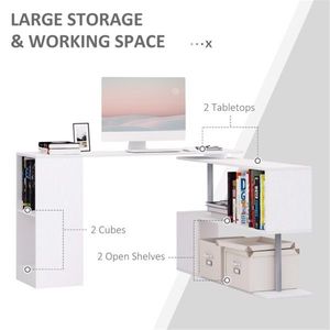Scrivania Moderna Bianca a L per PC Gaming e Uso in Piedi, Costruzione in MDF e Plastica - Product Image 4