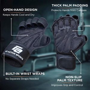 Half <b>Finger</b> Unisex Gym Gloves Neoprene Full Palm Protection Breathable Adjustable Wrist <b>Strap</b> Weight Lifting Workout Fitness - Product Image 4