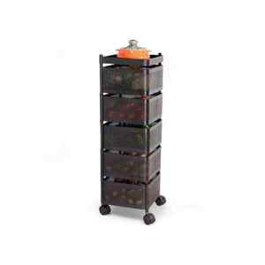 Five Tier Steel Kitchen <b>Storage</b> <b>Rack</b> And Mobile Utility Trolley With Solid Trays Heavy Duty Commercial Food Organizer Stand - Product Image 1