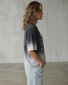 Women Oversized Crew Neck Short Sleeve Loose Fit Shirt Sun Faded Print Gradient Color Cotton T Shirt Summer Casual Shirt Ladies - Product Image 4