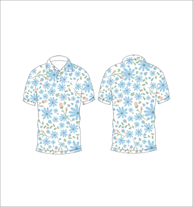 Men’s <b>White</b> Blue Floral Print <b>Polo</b> Shirt Casual Summer Short Sleeve Daisy Pattern <b>Polo</b> Tee - Product Image 3
