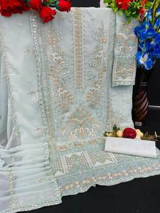 2026 New Launching Heavy <b>Fox</b> Georgette Fabric Pakistani Fashion Bright Color Party Wear Salwar Kameez Set At Wholesale Price - Product Image 4