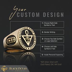 แหวนเมสัน BOJ รุ่น 011 แบบกำหนดเองได้ สำหรับทั้งชายและหญิง แหวนตราประทับฟรีเมสันส่วนบุคคล แหวนตราประทับมาสเตอร์เมสันเท็กซัส สไตล์ฮิปฮอป สีเงิน ราคาประหยัด - Product Image 3