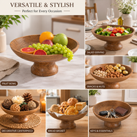 Bol en bois avec poignées en aluminium, fait main, style nordique, pour fruits, usage domestique