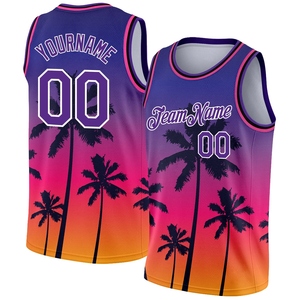 Wholesale Direct OMMIZ INDUSTRY Top Quality Custom Purple White 3D Pattern Tropical Hawaii <b>Trees</b> Authentic Basketball Jersey - Product Image 1