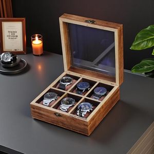 AHTE MANUEXPO Caja para Relojes de Madera de Mango UR-065, Organizador de Relojes con 12 Ranuras, Tapa de Cristal y Forro de Terciopelo - Product Image 5