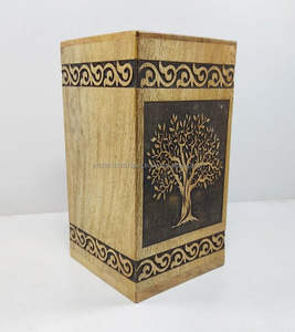 Venta al por mayor de urnas de cremación de madera para cenizas humanas personalizado Árbol de la vida grabado urnas funerarias de madera con la mejor calidad - Product Image 5