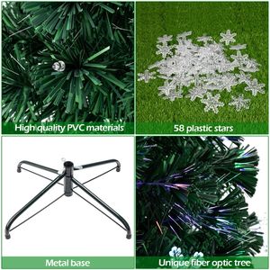 Albero di Natale Artificiale Pre-Illuminato 2,1m con Luci in Fibra Ottica Multicolore, 290 Rami, Decorazione Natalizia Realistica - Product Image 6