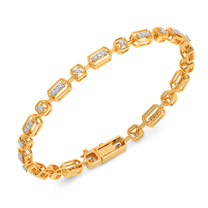 Pulsera de Oro Amarillo de 18K con Diamantes Cultivados en Laboratorio, Diseño Octogonal Abierto, Tipo CVD, Étnica para Mujer, Certificada por IGI - Product Image 4