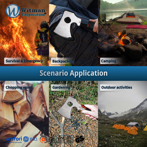 Hache compacte industrielle en acier inoxydable de 24 cm, à lame intégrée, résistante à la rouille, légère, pour le camping, le bushcraft et la survie en extérieur - Product Image 5