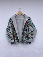 Jaket Musim Dingin Remaja Buatan Tangan Vintage Suzani Bordir Bolak-Balik Ukuran Besar Tahan Air Ramah Lingkungan 100% Katun |   Terbuka