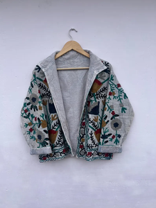 เสื้อแจ็คเก็ตฤดูหนาวไซส์ใหญ่ปักลายซูซานีทำมือแบบสองด้าน |   เสื้อโค้ทขนเป็ดลายดอกไม้แบบเปิดด้านหน้า |   ของขวัญสำหรับเธอ |   เสื้อคลุมผ้าฝ้าย - Product Image 2