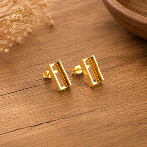 Wholesale 18k Gold Plated Collet Plain Bezel Metal Collet for Jewelry Stud Statement <b>Post</b> Back Casted Long bar Shape Women Stud - Product Image 3
