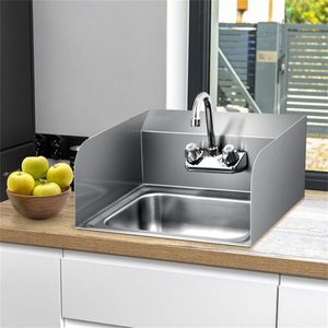 Rubinetto Moderno da Parete in Acciaio Inox Spazzolato con Scarico a Foro Singolo per Villa, Appartamento, Ristorante, Hotel, Caffetteria - Product Image 2