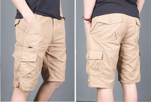 กางเกงขาสั้นคาร์โก้ผู้ชาย ความยาวระดับเข่า สำหรับทำงาน ใส่สบายๆ ในฤดูร้อน ผ้าฝ้าย มีกระเป๋าหกช่อง พร้อมโลโก้ตามสั่ง - Product Image 2