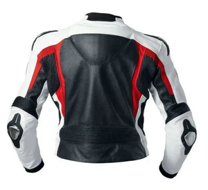 Blouson de moto en cuir noir et blanc pour homme, manches longues, coupe-vent, toutes saisons, vêtements de course - Product Image 2