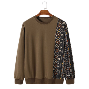 เสื้อสเวตเชิ้ตคอกลมทรงโอเวอร์ไซส์สำหรับผู้ชาย ทรงปกติ ลายเพสลีย์ ตกแต่งด้วยผ้าถัก ผ้าฝ้าย สวมใส่สบายๆ สำหรับฤดูใบไม้ร่วง - Product Image 3