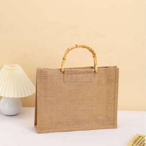 Sac de courses en jute naturel écologique imprimé sur mesure avec poignée en coton, pliable et grande capacité pour les courses au supermarché et les voyages - Product Image 5