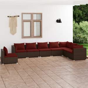 Ensemble de salon de jardin en rotin PE brun avec structure en acier thermolaqué et tissu – Mobilier d'extérieur haut de gamme - Product Image 1
