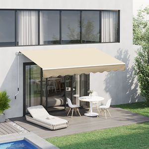 Tenda Parasole Retrattile Manuale 8FT X 10FT per Patio con Manovella Facile e Protezione UV Beige - Product Image 2