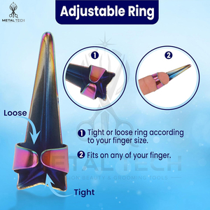 Beauty & Crafts 2 Pcs Hair Parting & Sectioning Rings Straight & Curve Stainless Steel Finger <b>Tool</b> For Precise Hair Styling - Product Image 4