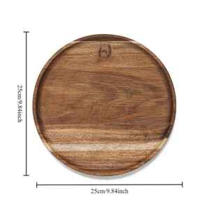 Plato de Servir Redondo de Madera de Acacia para el Hogar y la Cocina, Plato para Aperitivos, Plato de Madera para Decoración de Bodas, Plato de Madera para el Desayuno - Product Image 5