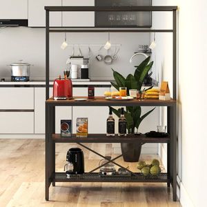 Carrito de Cocina de 3 Niveles con Estante para Horno y Microondas, Isla de Almacenamiento con Estante para Repostería y Mesa Auxiliar - Product Image 5