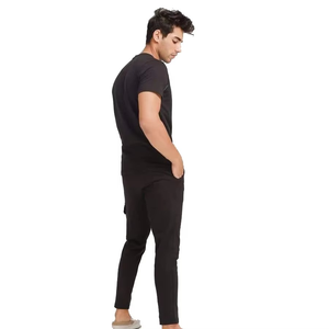 Men’s Summer Casual <b>Tracksuit</b> Soft Cotton Tee & Pants Set, Relaxed Fit,Black Color, Perfect for Gym, Travel and Outdoor Use - Product Image 3