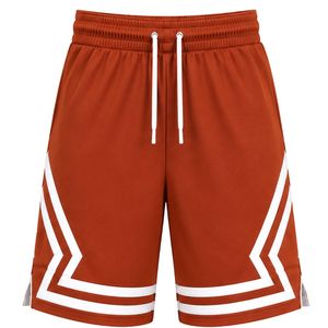 <b>Men</b> Custom Rust Orange Basketball <b>Shorts</b> with White Geometric Side Panels Breathable Mesh Athletic Training Gym Sports <b>Shorts</b> - Product Image 1