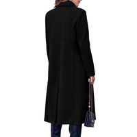 Manteau long sur mesure noir jais à double boutonnage, structuré, en poly durable, de haute qualité